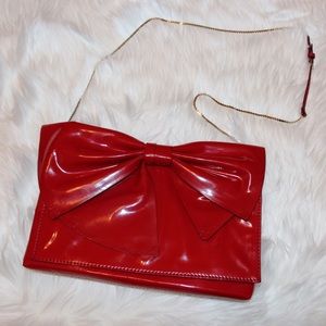 Valentino Lacca Patent- leather Bow Clutch